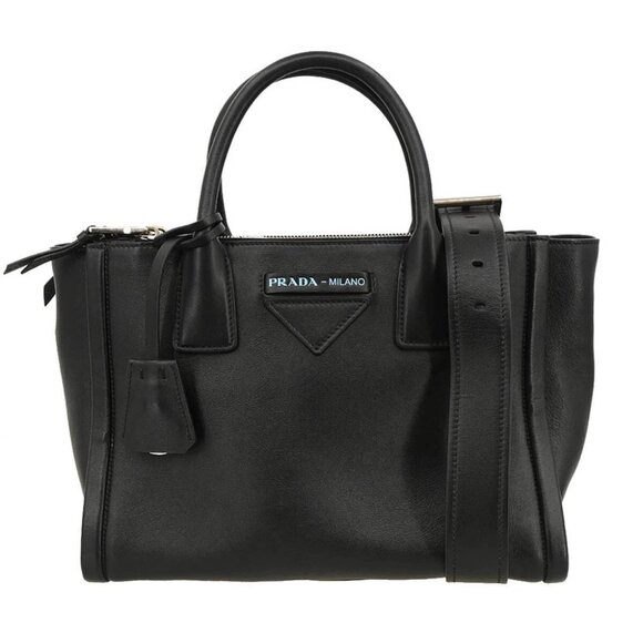 Prada Black Leather Concept 2way Tote Handbag - Picture 1 of 10